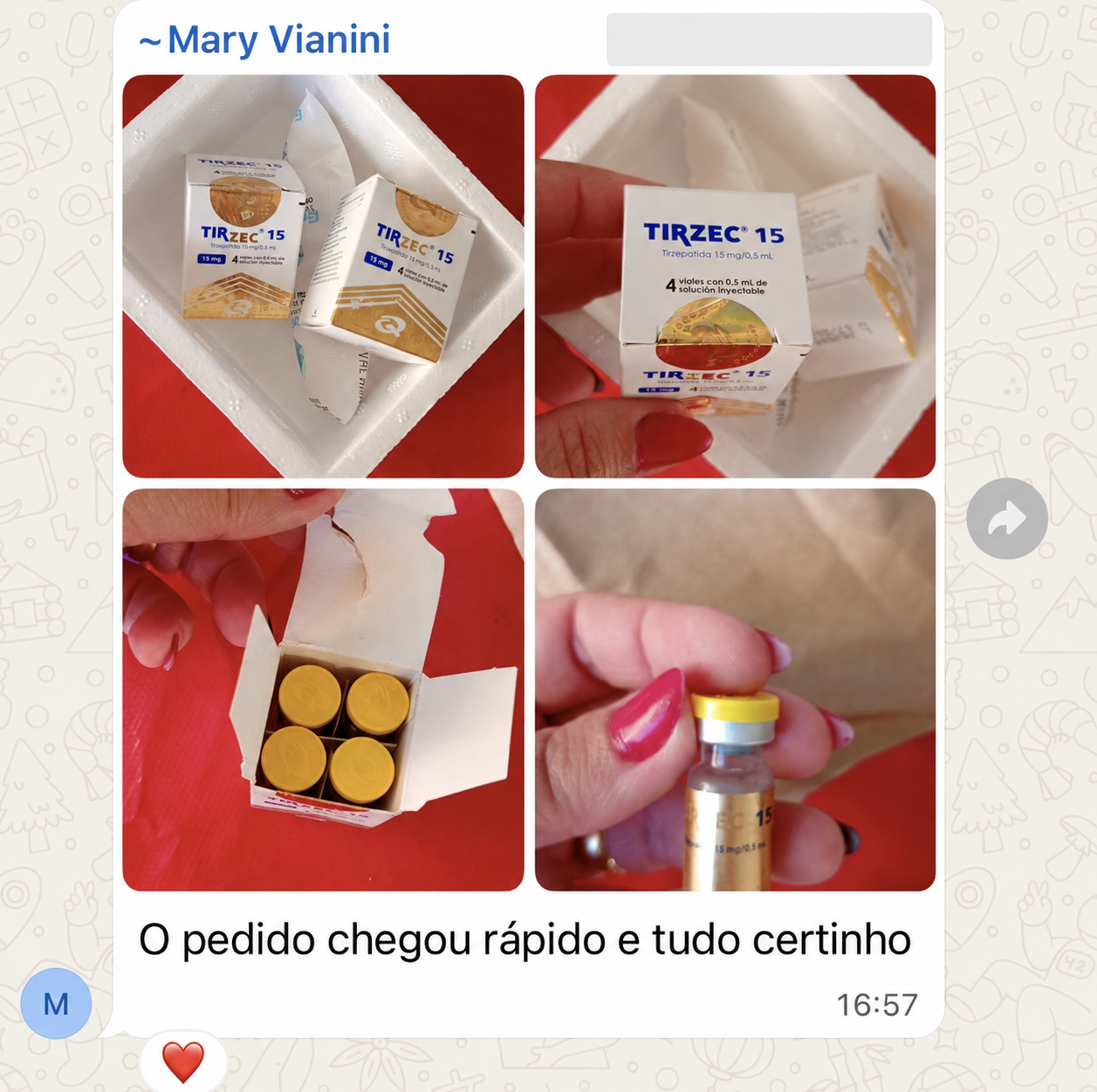 Depoimento real de cliente recebido pelo WhatsApp, conversa 5